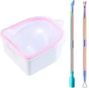 Nail Soaking Bowl, 1PCS Soak Off Gel Polish Dip Powder Remover Manicure Bowl for Hand with Stainless Steel Cuticle Peeler, Cuticle Pusher, Acetone for Acrylic Nail Supplies (Nail Polish Removers Kit1)