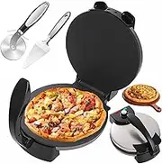 Electric Pizza Oven, 12 Inch Pizza Maker with Non Stick Surface, Stainless Steel Indoor Pizza Oven with Adjustable Temperature Controls, Rapid Heating, for Blintzes, Tortillas, Eggs, Pizzas