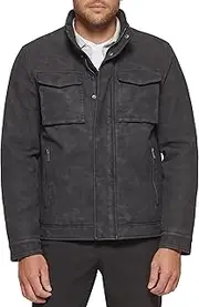 [Dockers] Men's Faux Leather Military Jacket