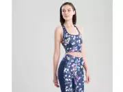 Josie Natori Solstice T-Back Cropped Top Blue Wave Navy Size XL 1407