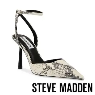 【STEVE MADDEN】ALLIANCE 尖頭高跟繞踝涼鞋(蛇皮白)