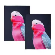 IDC Homewares Set of 2 Christopher Vine Design Tea Towels Pink Galah