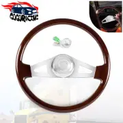 18" Real Wood Steering Wheel 2 Spokes For Kenworth Peterbilt Freightliner Volvo