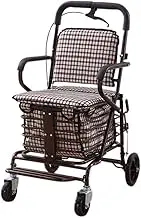 Shopping Trolley Elderly Scooter, with Seat Design, Rolling Walker with Brakes for The Elderly, Large Capacity Shopping Bag Comfortable Anniversary