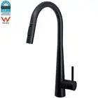 Matt Black Kitchen Mixer Tap Pull Out 2-Mode Laundry Sink Round Gooseneck Spout