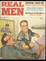 MAG: REAL MEN-PULP-NOV 1956-CANNIBALISM-VANISHING CO-EDS VG