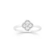 Silver Clear Cz & Clover Halo Ring in Clear