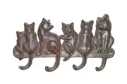 Mr Gecko Cast Iron Handcrafted Wall Hanger 4 Hooks Cat Design