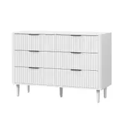 Oikiture 6 Chest of Drawers Storage Cabinet Dressers Lowboy Stripe White