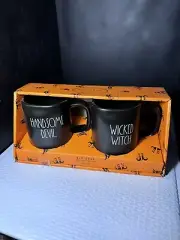 Rae Dunn Wicked Witch Handsome Devil Mug Set Black NEW (Z69)
