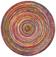 Jute Braided Round Rug In Multi