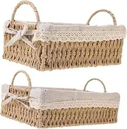 VILLFUL 1 Set Woven Storage Basket with Liner Space Saving Desktop Container for Sundries for Nursery Bedroom and Office Organization