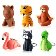 6 Pieces Nurse Flashlight Pediatric Nurse Flashlight Keychain Animal Flashlig...