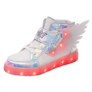 Nevenka Kids Light up Shoes LED High Top Wings Sneakers-Wihte