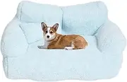Calming Pet Sofa,Plush Pet Cat Couch with Non-Slip Bottom,Sofa Bed for Dogs,Soft Pet Bed with Removable Washable Cover for Medium Small Cats Dogs(Blue,X-Large)