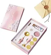 Sealing Wax Stamp - Wax Letter Seal Kit | Complete Fire Seal Set, Letter Sealing Stamp Set with Beads Warmer Spoon for Letter Sealing