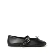 [Miu Miu] Miu Miu Leather Ballerina Shoes 37 IT BLACK