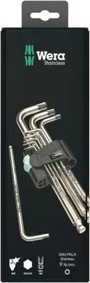 Wera 3950/9 Hex-Plus Stainless L-Key Set Metric Stainless 9 Pce 073544