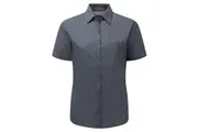 Russell Collection Ladies/Womens Short Sleeve Poly-Cotton Easy Care Poplin Shirt (Convoy Grey) - UTBC1028
