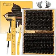 QUEWEL DIY-Lash Extension Kit, 320Pcs 80D+100D 3D Lash Clusters 12-18mm Volume Lash Clusters Kit with Lash Bond and Seal and Lash Tweezers Easy DIY at Home(80+100D 3D Kit)