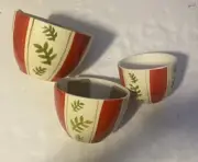 NANTUCKET Nesting Bowls Set Of 3 Green Leaf Ceramic 4.75", 4.25" And 3.5" AO