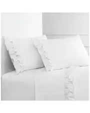 Melange Home Percale 300TC Double Ruffle Sheet Set
