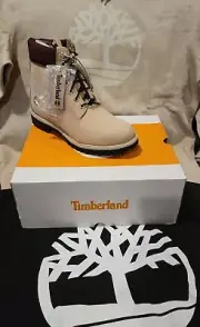 Mens TIMBERLAND 6" Premium Nubuck Leather Boots - Light Beige - Size 11.5