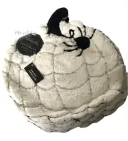 October Sky Halloween Sherpa Spider Web Placemats Embroidered White Black Set/4