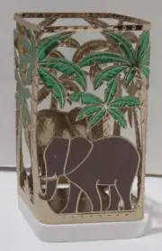 Bath & Body Works SOAP Sleeve Holder ELEPHANT on gold with PALM TREES enameled