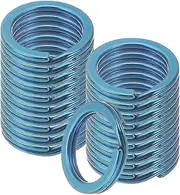 uxcell 20pcs Split Keychain Rings, 15mm Round Flat Keyrings Stainless Steel Open Key Chain Ring Dog Tag Rings for DIY Keychain Craft Lanyard, 1.5mm Thick, Blue
