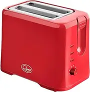 Quest 34299 2 Slice Toaster / Variable Browning Control / Reheat and Defrost / Crumb Tray and Cord Storage, Red, 870W
