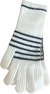 [JINZIJINYU] Knitted Touchscreen Gloves Striped Solid Color Gloves Thick Long Gloves Touch Screen Cycling Running Gloves