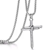 Titanium Steel Cross Pendant 3 Nails Christian Father Men's Popular Jewelry Gift