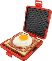 Microwave Toastie Maker, Microwave Sandwich Maker With Adjustable Silicone Straps, No Electricity, Dishwasher Safe, Fast Cooking, Time Saving, Cordless (Red)