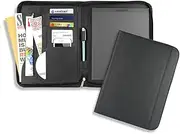 Professional Padfolio Portfolio Organizer, A4 Size, Black Leather-Like, Multiple Card Slots and Pen Holder (Black)