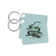 3dRose, Chinese Fire Dragon In Light Gray And Viridian Green, Key Chain