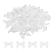 60Pcs Mini Ribbon Bow 1.5" Mini Fabric Satin Ribbon Flower Bows White