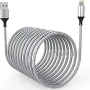 20FT Extra Long USB A to Lightning Charger Cable for iPhone,Apple MFi Certified Charger Cord, 6M Fast Charging Nylon Braided Charge Cord for iPhone 14 Pro Max/14/13Pro/12/11/X/XS/XR/8/7/6/iPad-Gray