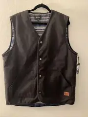 Brixton Men's XL Reversible Zip Vest Southwestern Blanket Native Jacket Black