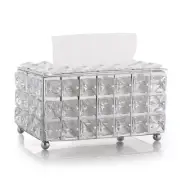 European-style Square Crystal Tissue Box Home Bar KTV Table Decor (Silver)
