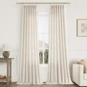 Pinch Pleated Linen Curtains 108 Inches 40"W x 108"L (Pack of 2) Natural Linen