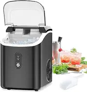 Advwin Nugget Ice Maker Machine, 15KG Chewable Pellet Ice Maker, Self-Cleaning Function, Black