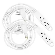Heavy Duty Cable 6 Feet Flat Plug Extension Cord/Wire, 16 AWG 24 Inch Multi 3...