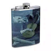 Pablo Picasso The Old Guitarist Flask D150 8oz Stainless Man Playing the Guitar