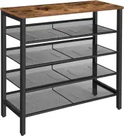 Shoe Rack 5-Tier Storage Unit Flat & Slant Adjustable Organizer Shelf for Pairs