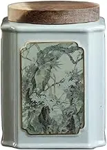 Tea caddy tin Tea Caddy High-grade Household Ceramic Storage Jars Kitchen Sealing Jars Large Capacity Empty Canisters for Tea, Sugar, Cookies Tea Canister (Gold)(Size:Gold)