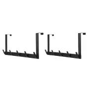 2pcs Over the Door Hooks Metal Extended Door Hooks Hanger with 5 Hooks, Black