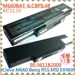 藍天 電池-CLEVO 電池 M660 M661 M665 CBPIL44 CBPIL48 CBPIL52 SQU-528 BTY-M66 M660BAT-6