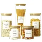 5 Pcs Glass Food Storage Containers With 132 Pantry Labels Preprinted - Thick...