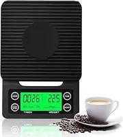 PARTY BESTBUY Coffee Scale with Timer, 3kg/0.1g Kitchen Scale High Precision Pour Over Coffee Scale, Multifunctional Gram Scale, Drip Espresso Scale with Auto Tare with LED Display, 2xAAA Batteries